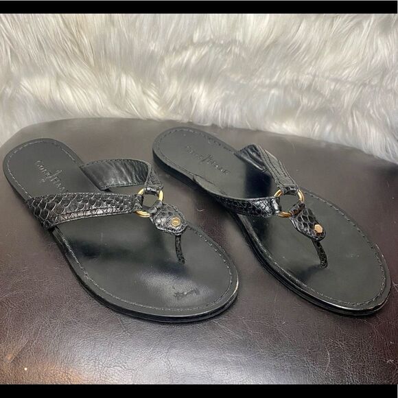 Cole Haan black thong leather sandals Flip Flops Woman’s Size 7.5B - Picture 3 of 10